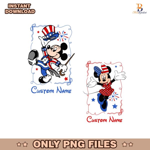 Matching Mouse Patriotic 4Th Of July Custom Name PNG