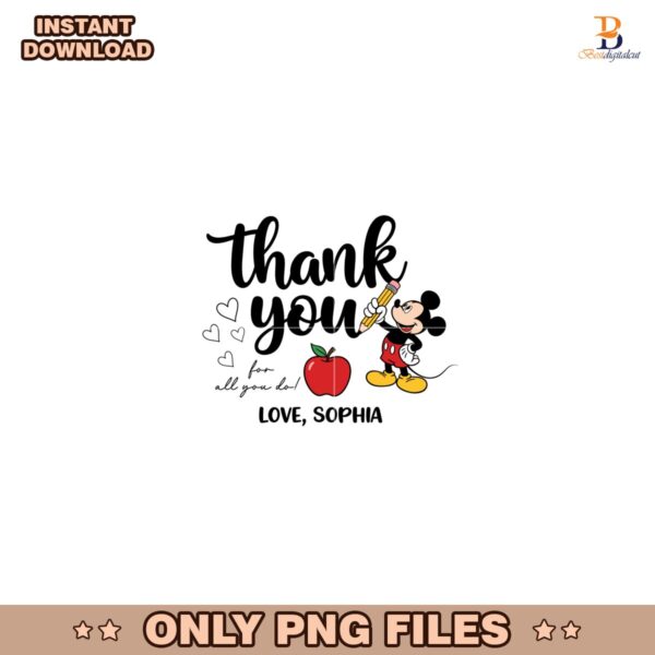 Mickey Mouse Thank You Teacher Appreciation Week PNG