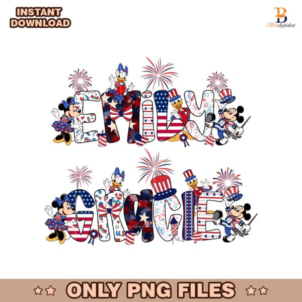 Mouse And Friends 4Th Of July Red White And Blue Family PNG