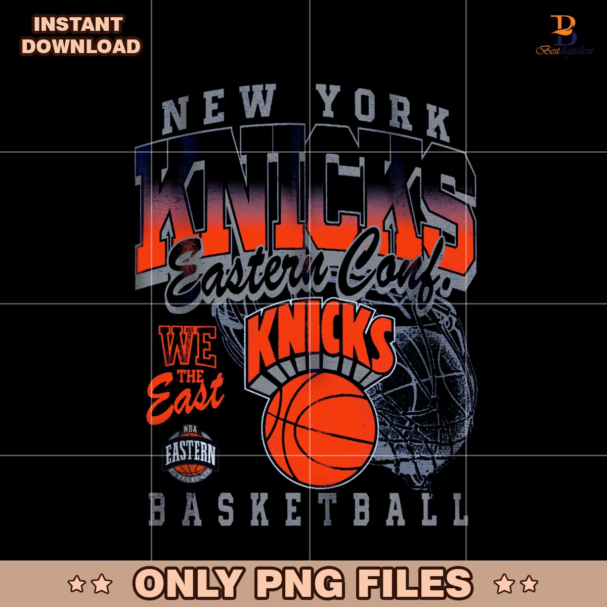 New York Knicks Eastern Conf 2025 Nba Playoffs Retro PNG
