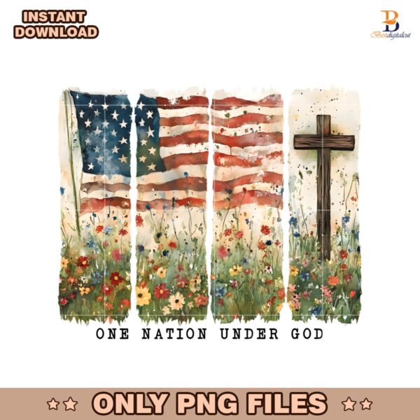 One Nation Under God America Christian Brushstroke PNG