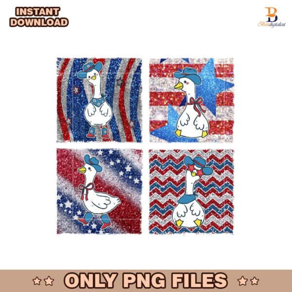 Patriotic Goose Funny 4Th Of July Usa Glitter PNG Sublimation Design