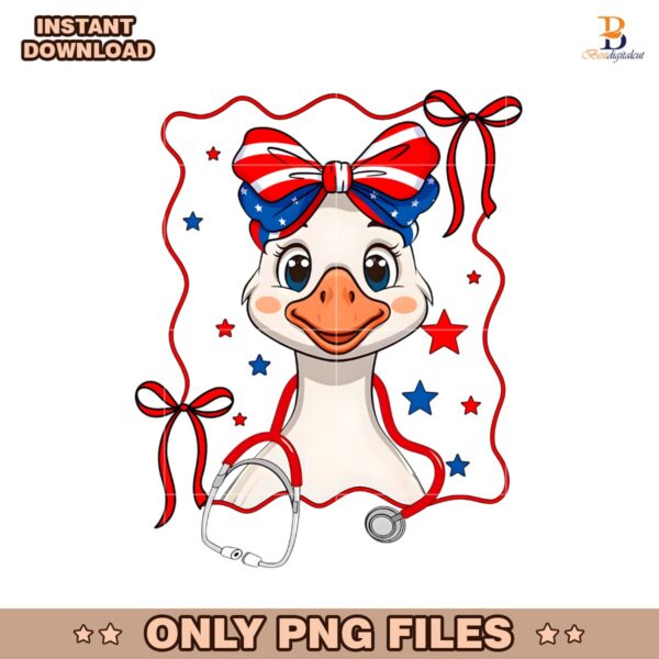 Patriotic Goose Nurse Stethoscope Coquette PNG