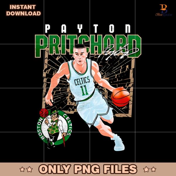 Payton Pritchard Boston Celtics Basketball Player Shattered Signature PNG