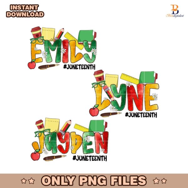 Personalized School Name Juneteenth Teacher PNG
