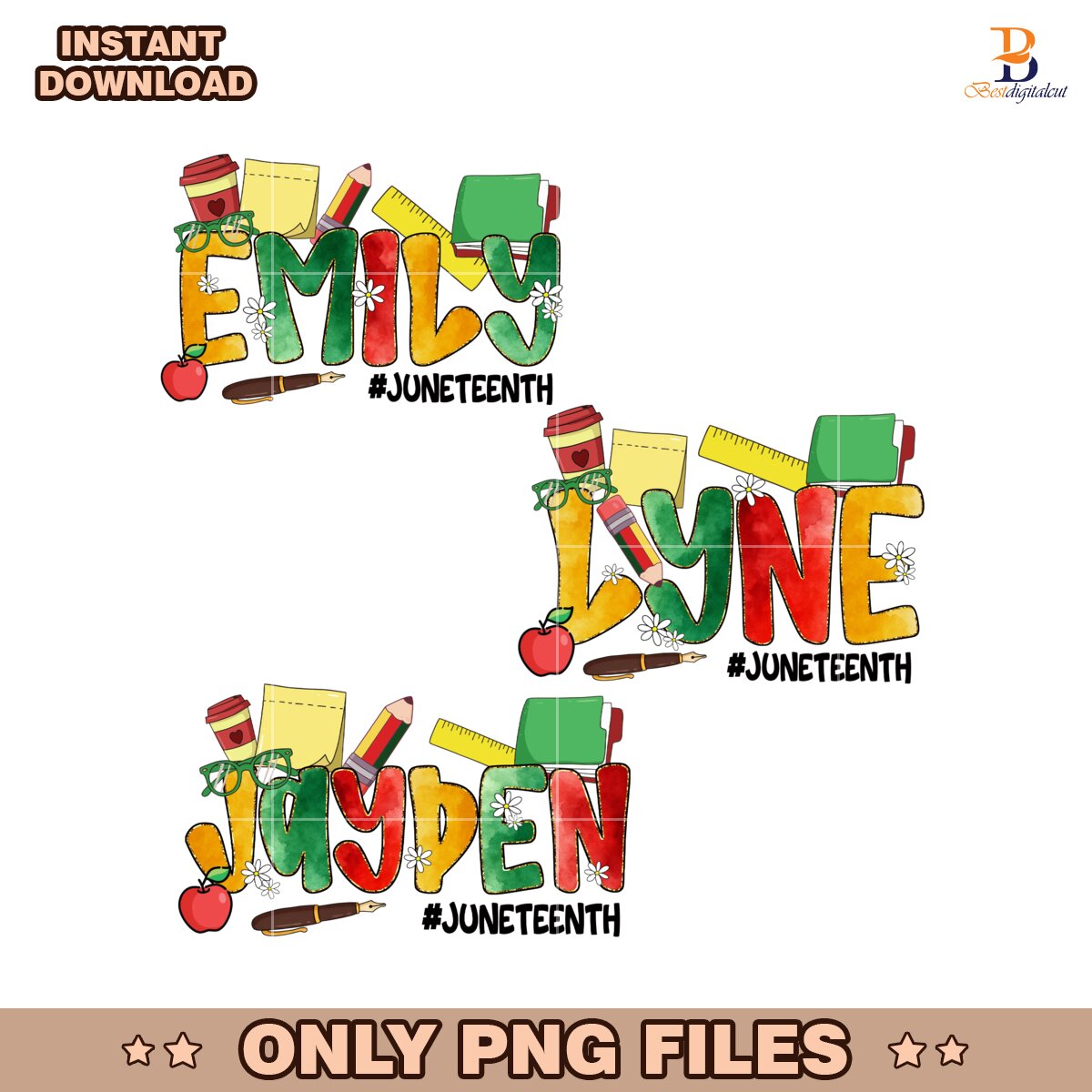 Personalized School Name Juneteenth Teacher PNG