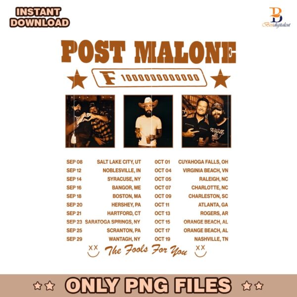 Post Malone F1 Trillion Tour 2025 PNG Sublimation
