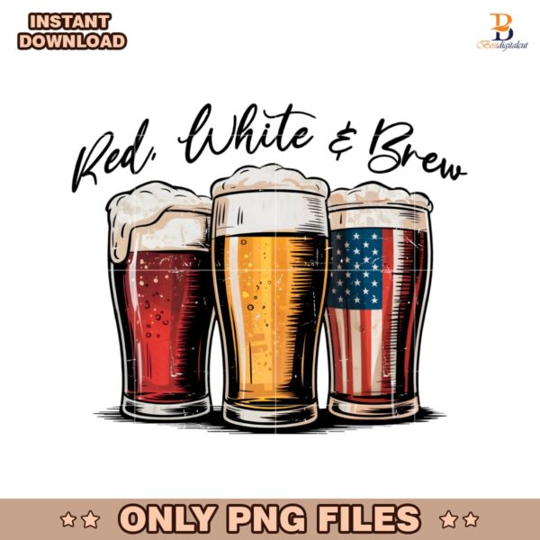 Red White And Brew Fourth Of July Beer PNG