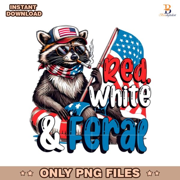 Red White And Feral Usa Funny Raccoon Merica PNG