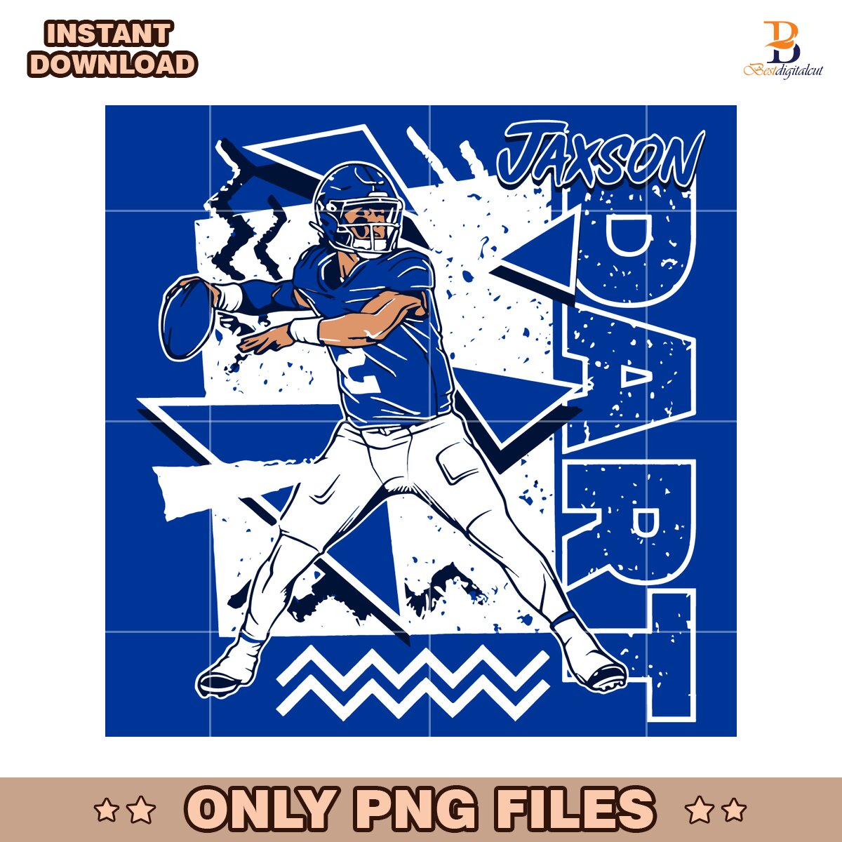 Retro 90S Jaxson Dart New York Giants Football PNG
