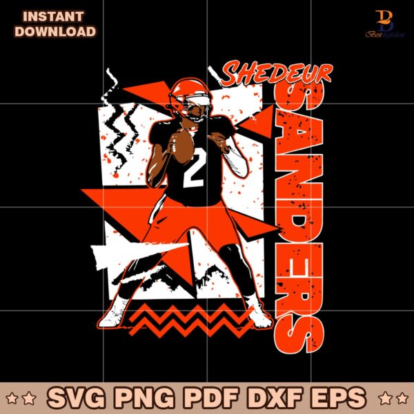 Retro 90S Shedeur Sanders Cleveland Browns SVG