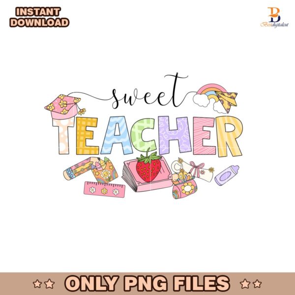 Sweet Strawberry Teacher Preschool Back To School PNG