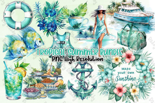 Tropical Summer Bundle Clipart PNG