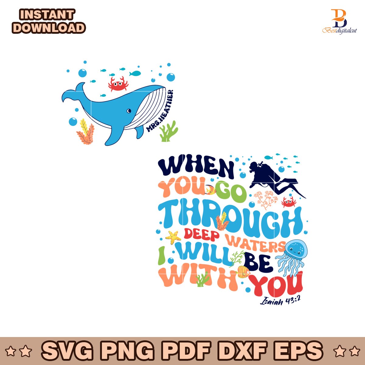 When You Go Through Deep Waters I Will Be With You Svg