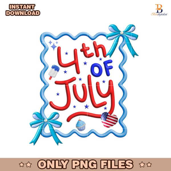 3D 4Th Of July Coquette Patriotic Bow PNG