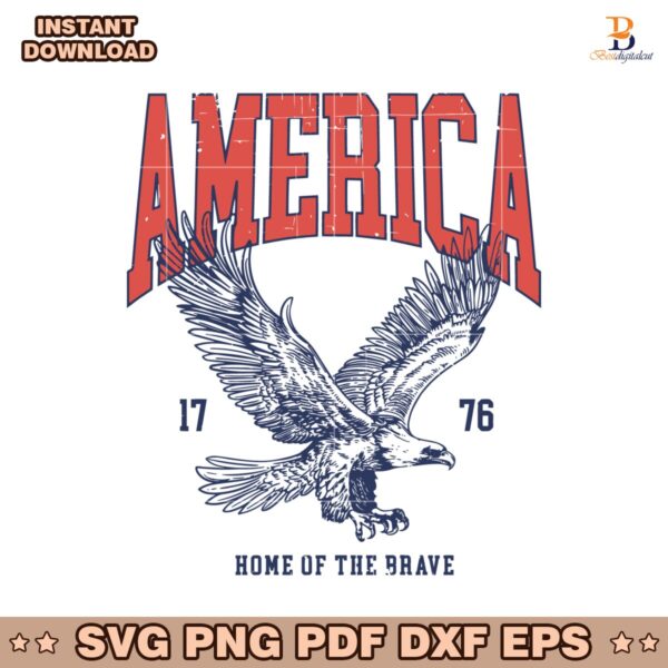 America Home Of The Brave 1776 Bald Eagle SVG