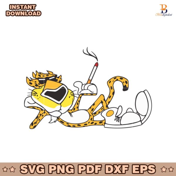 Cheetah Cigarette Cool Retro Mascot Graphic Illustration SVG