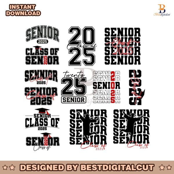 Class Of Senior 2025 Graduation High School PNG Bundle