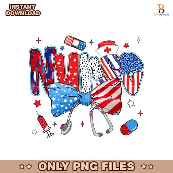 Coquette Usa Nurse Bow Patriotic PNG