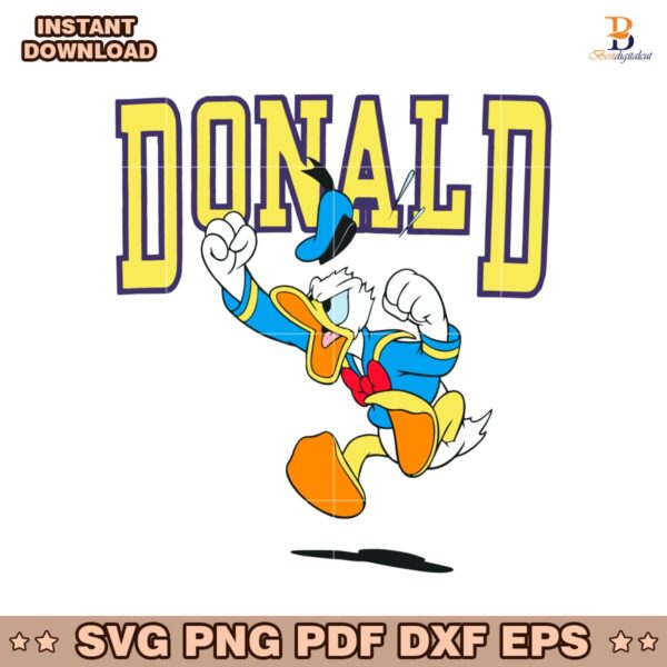 Donald Duck Angry Jumping Pose Cartoon Style SVG