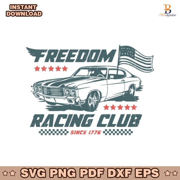 Freedom Racing Club 4Th Of July Muscle Car Patriotic SVG