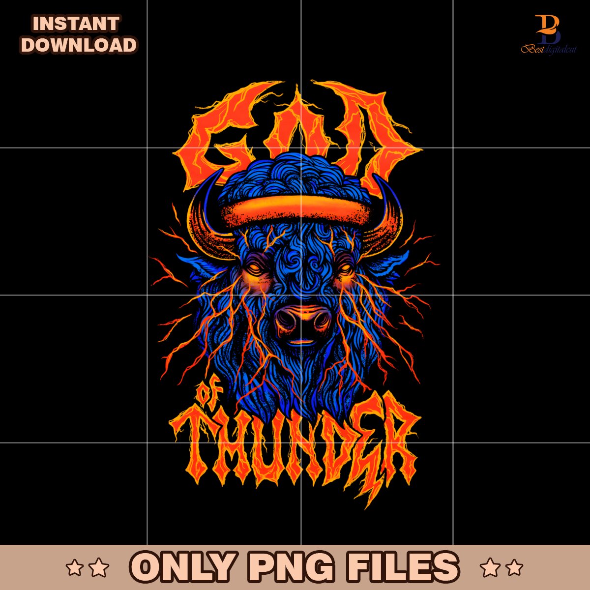 God Of Thunder Electric Bison Okc Basketball PNG
