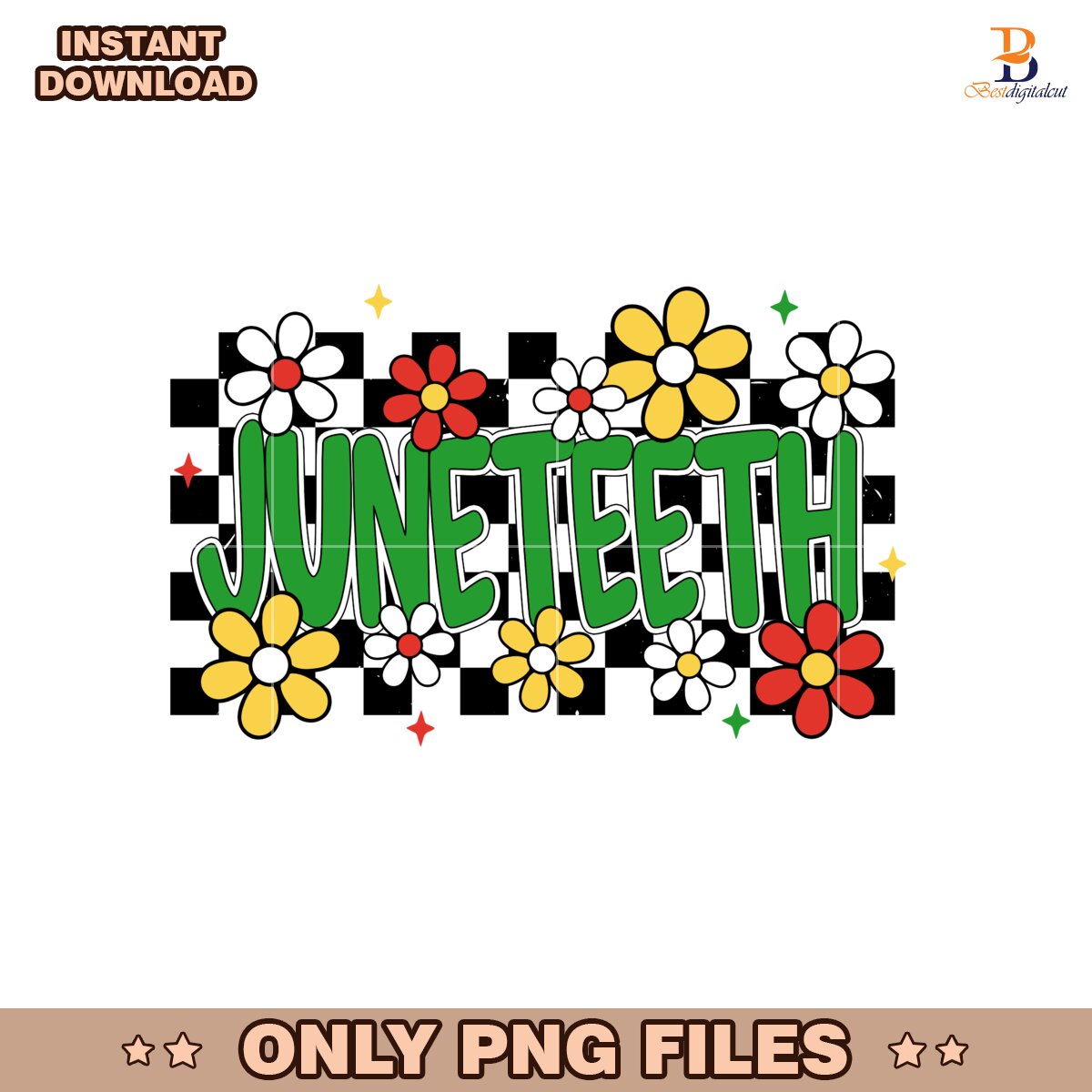 Juneteenth Retro Coquette Floral Daisy PNG