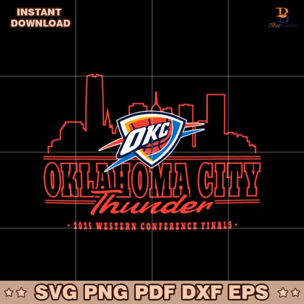 Okc Thunder 2025 Western Conference Finals Skyline SVG