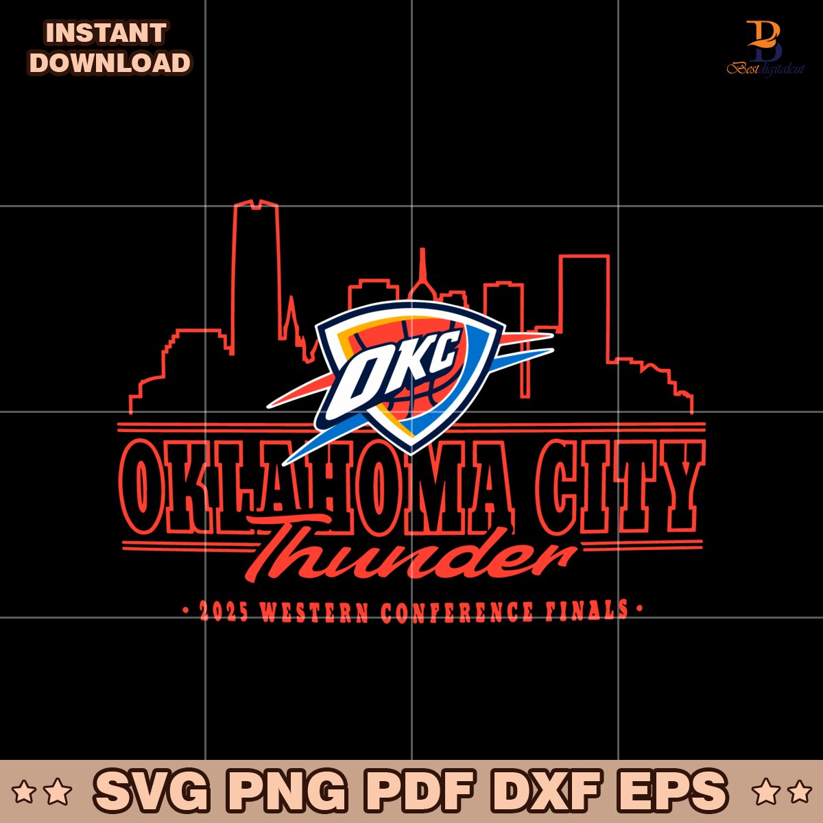 Okc Thunder 2025 Western Conference Finals Skyline SVG