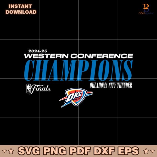 Oklahoma City Thunder 2025 Western Conference Champions Basketball SVG