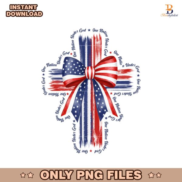 One Nation Under God Cross American Bow PNG