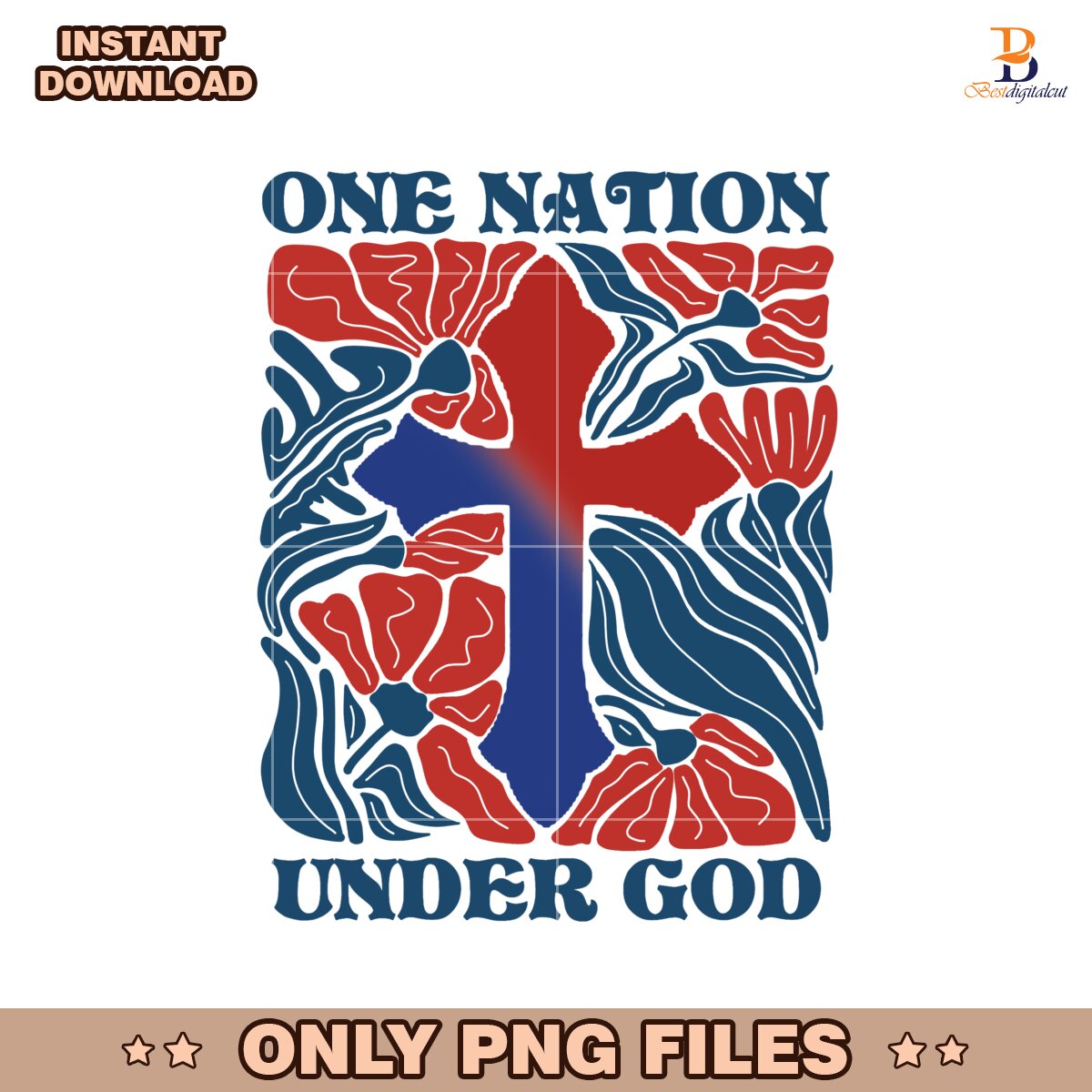 One Nation Under God Retro Christian Patriotic Usa PNG