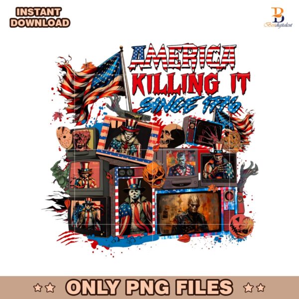 Retro America Killing It Since 1776 Horror Tv Collage PNG