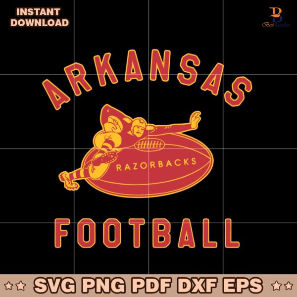 Retro Arkansas Razorbacks Football Midcentury Logo Mascot SVG