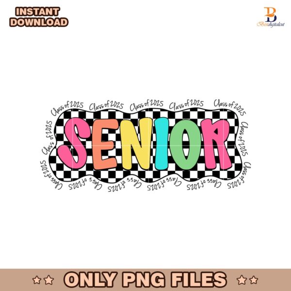 Retro Checkered Senior Class Of 2025 Graduation PNG
