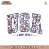 Retro Floral Usa Est 1776 4Th Of July Faux Embroidery  PNG