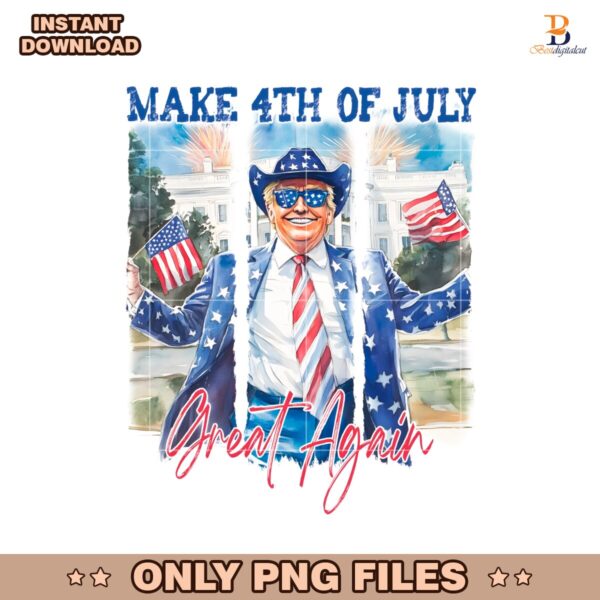 Retro Make 4Th Of July Great Again Trump PNG