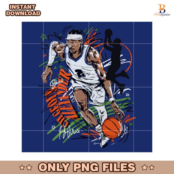 Shai Gilgeous Alexander Oklahoma City Thunder Scribble Style PNG