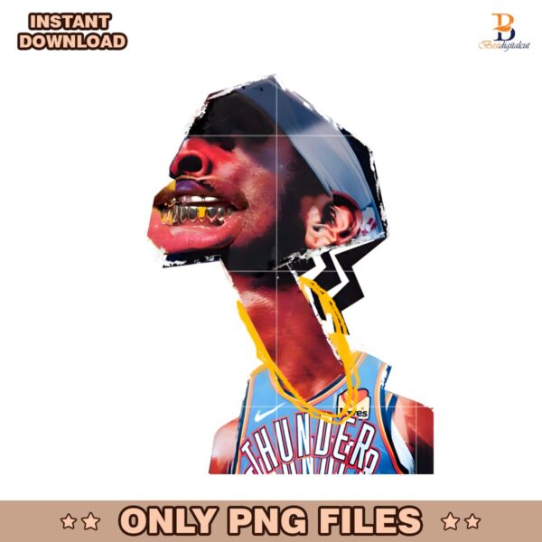 Shai Gilgeous Alexander Thunder Experimental Mixed Media Collage PNG