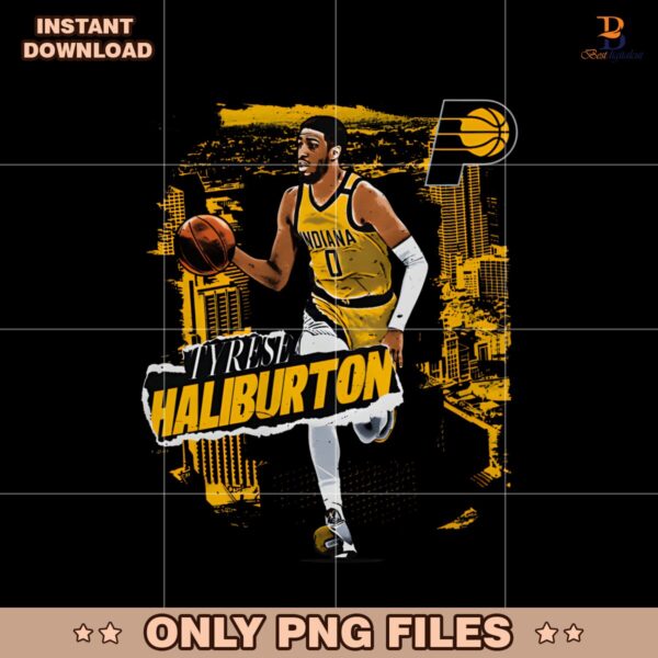 Tyrese Haliburton Indiana Pacers Basketball City Skyline PNG