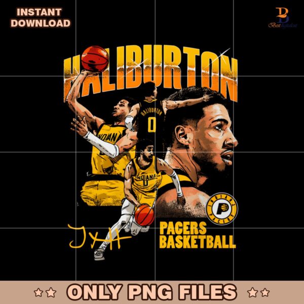 Tyrese Haliburton Indiana Pacers Basketball Collage PNG