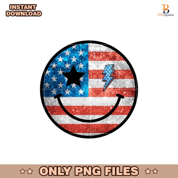 Vintage Fourth Of July Smile Glitter Usa Png Sublimation