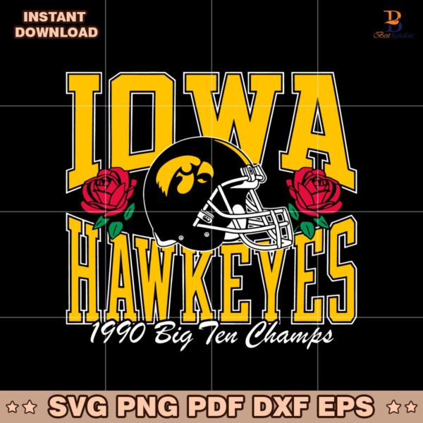 Vintage Iowa 1990 Big Ten Logo Football Helmet SVG