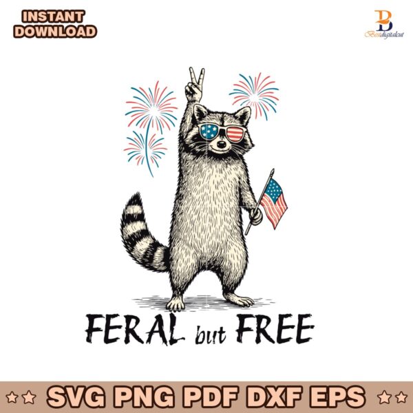 Vintage Patriotic Raccoon Feral But Free Usa Flag SVG