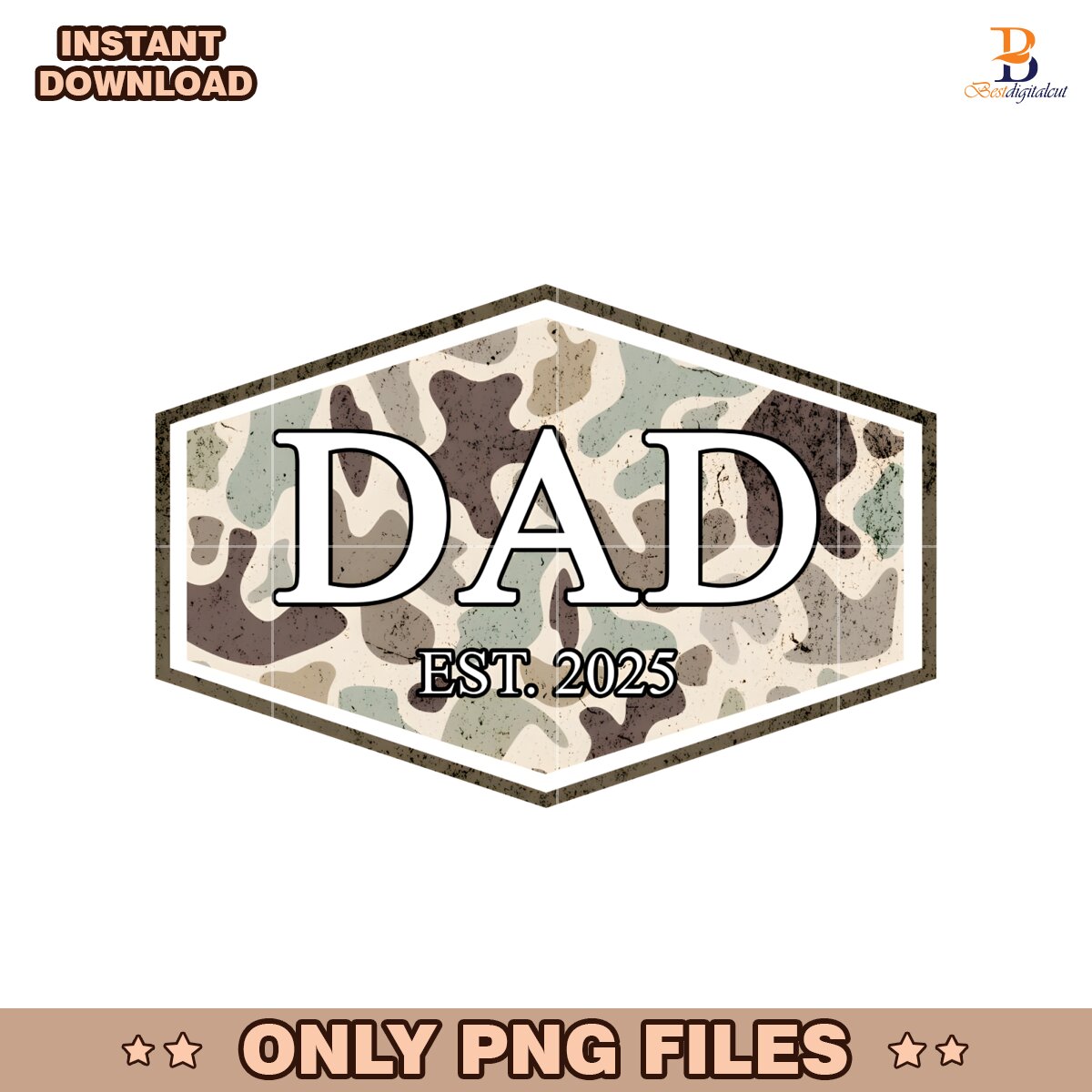 Vintage Personalized Camo Dad Est 2025 PNG