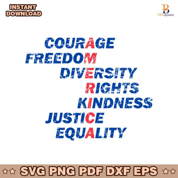 America Values Freedom Kindness Justice Equality SVG