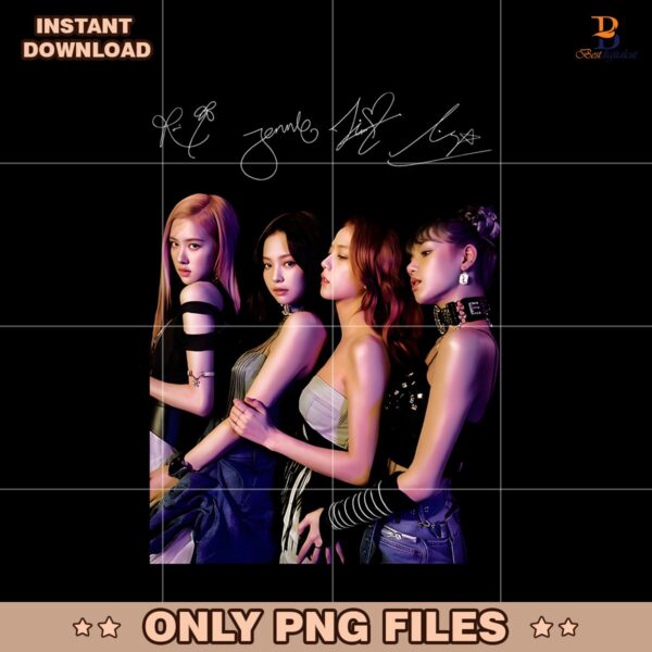 Blackpink Four Members Autograph Pose Kpop Girl Group Concert PNG