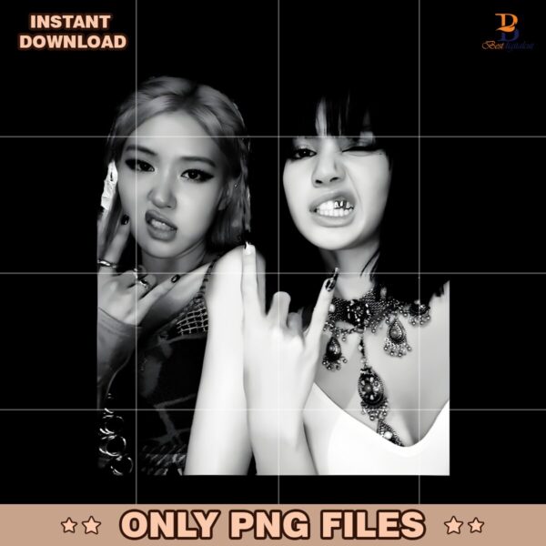 Blackpink Rock Hand Pose Lisa Rose Fan Concert Tour Grunge Style PNG