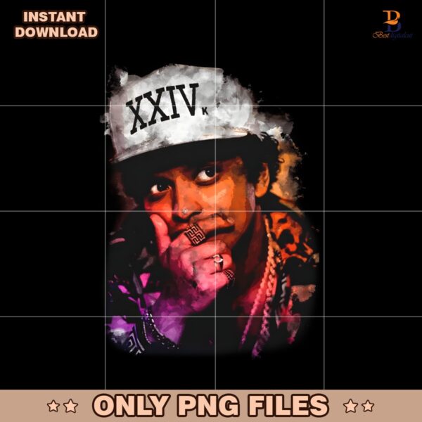 Bruno Mars 24K Magic Retro Watercolor Style PNG
