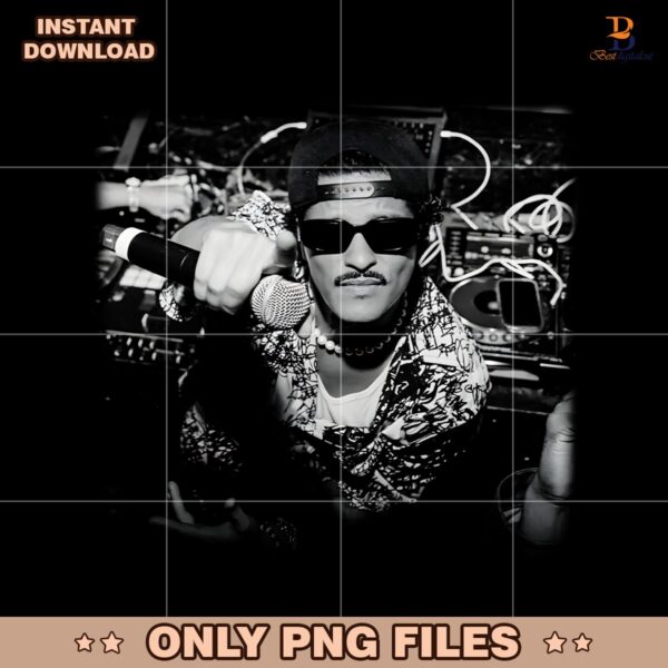 Bruno Mars Mic Drop Performance Black And White Vintage PNG